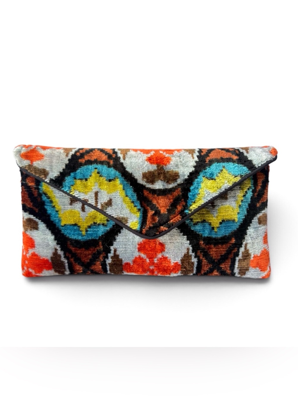 Multicolor Silky Velvet Tapestry Envelope Clutch Purse